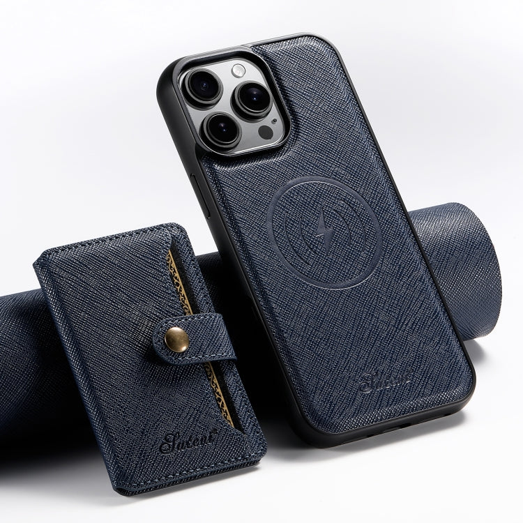 Suteni H20 Cross-Grain MagSafe Horizontal Card Bag Back Phone Case, For iPhone 12 Pro Max, For iPhone 12 Pro
