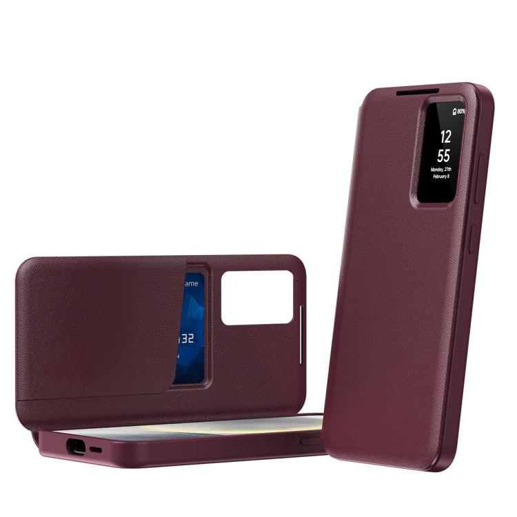 Smart View Window Leather Phone Case with Card Slot, For Samsung Galaxy S23 5G, For Samsung Galaxy Z Fold4, For Samsung Galaxy S22 Ultra 5G, For Samsung Galaxy S22+ 5G