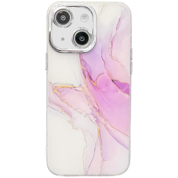 Electroplated Marble Texture Phone Case, For iPhone 15