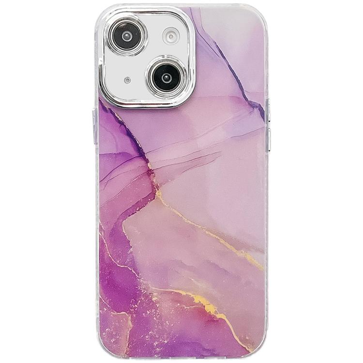 Electroplated Marble Texture Phone Case, For iPhone 15