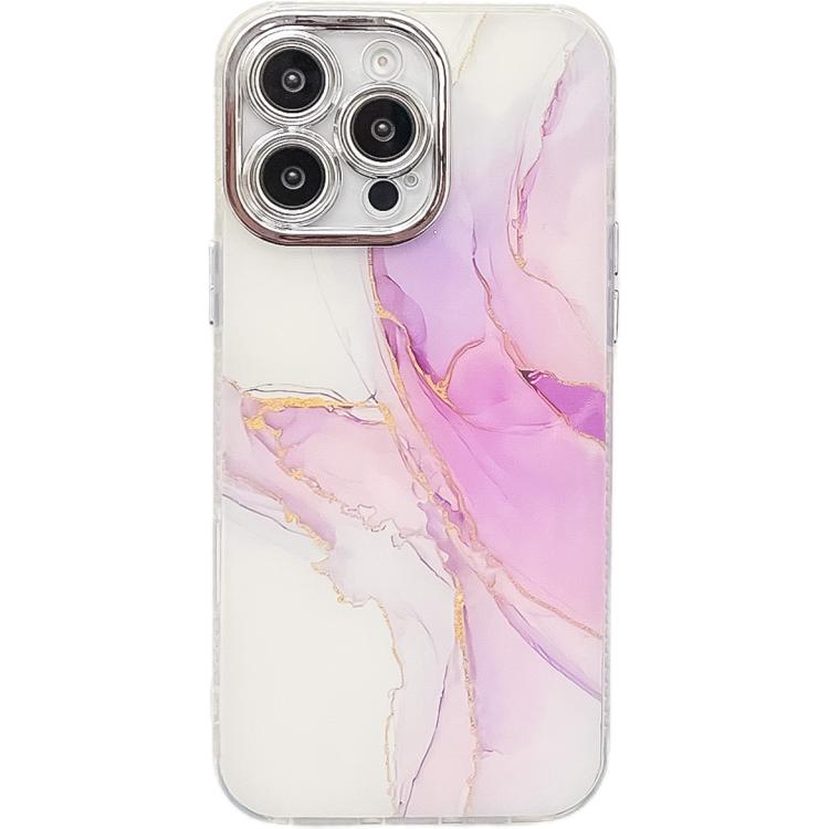 Electroplated Marble Texture Phone Case, For iPhone 15 Pro
