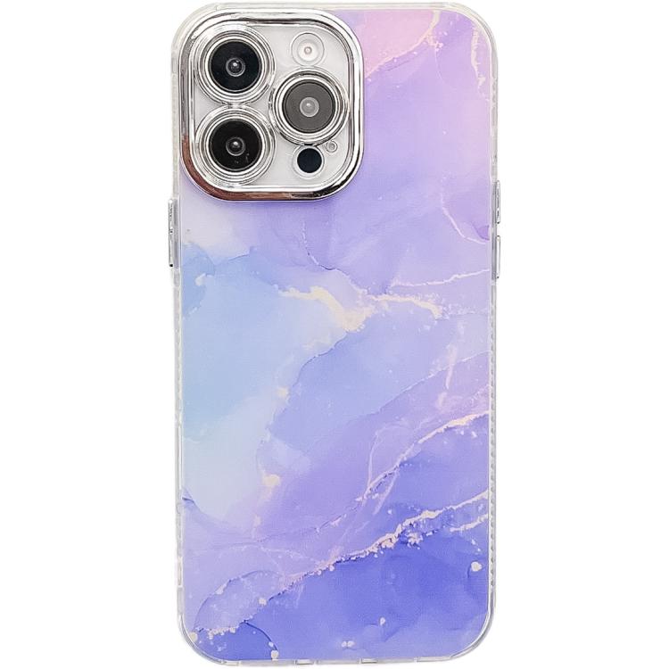 Electroplated Marble Texture Phone Case, For iPhone 15 Pro