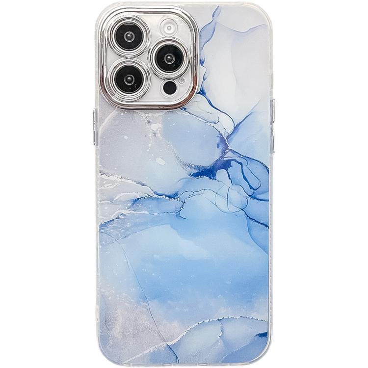 Electroplated Marble Texture Phone Case, For iPhone 15 Pro