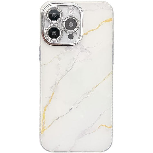 Electroplated Marble Texture Phone Case, For iPhone 15 Pro Max