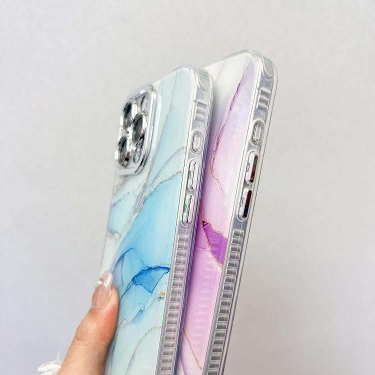 Electroplated Marble Texture Phone Case, For iPhone 15