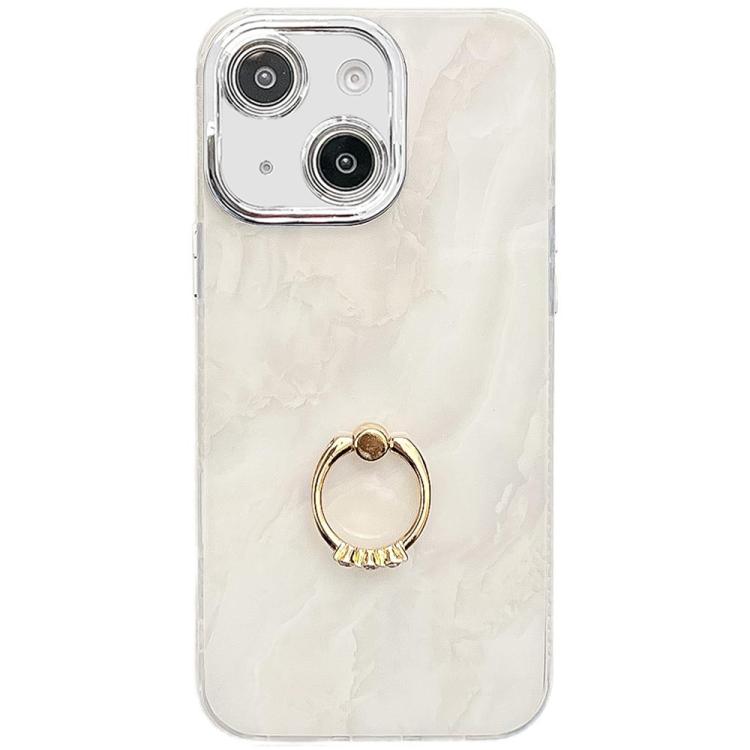 Electroplated Marble Texture Ring Holder Phone Case, For iPhone 15