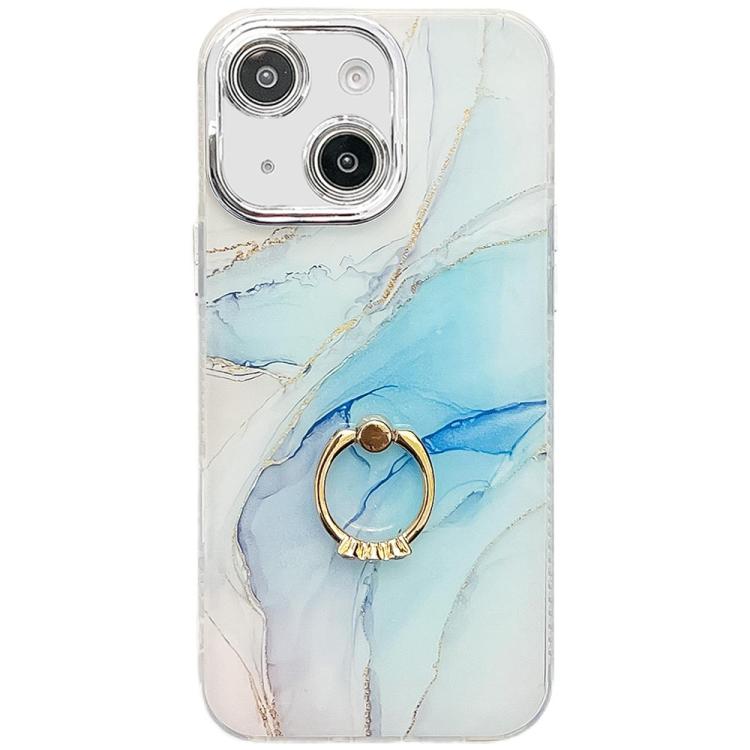 Electroplated Marble Texture Ring Holder Phone Case, For iPhone 14