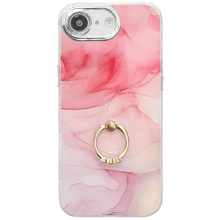 Electroplated Marble Texture Ring Holder Phone Case, For iPhone 16e