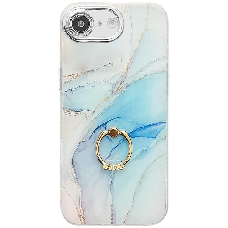 Electroplated Marble Texture Ring Holder Phone Case, For iPhone 16e