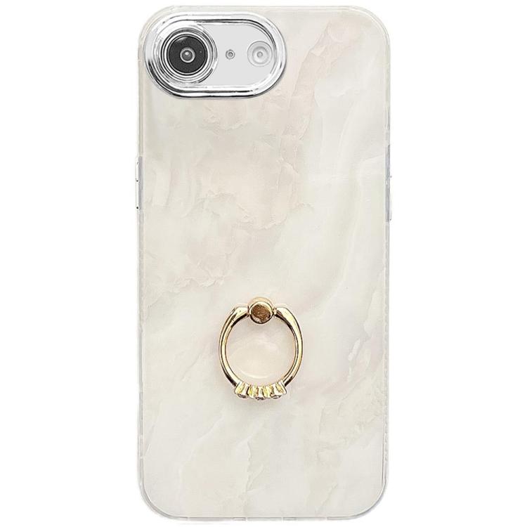 Electroplated Marble Texture Ring Holder Phone Case, For iPhone 16e