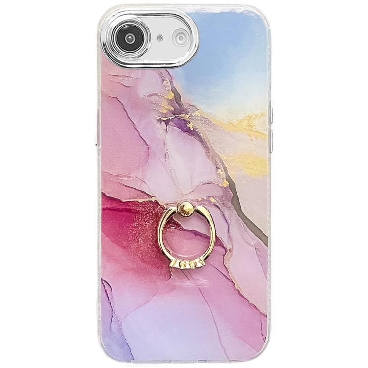 Electroplated Marble Texture Ring Holder Phone Case, For iPhone 16e