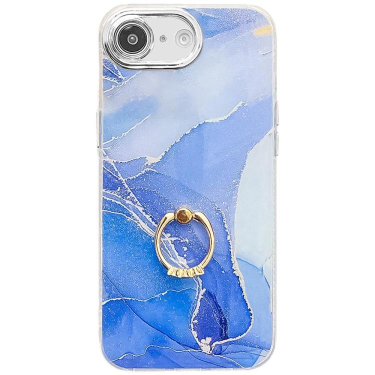 Electroplated Marble Texture Ring Holder Phone Case, For iPhone 16e