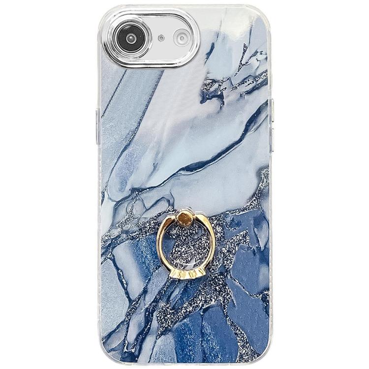Electroplated Marble Texture Ring Holder Phone Case, For iPhone 16e