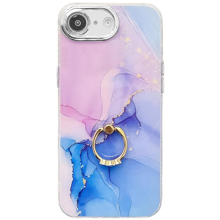 Electroplated Marble Texture Ring Holder Phone Case, For iPhone 16e