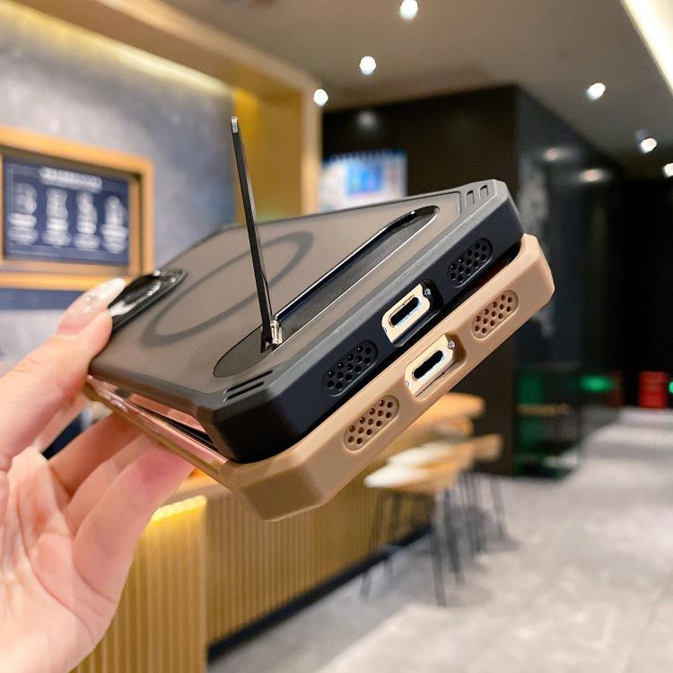 Skin Feel Frameless MagSafe PC Phone Case with Fold Holder, For iPhone 13