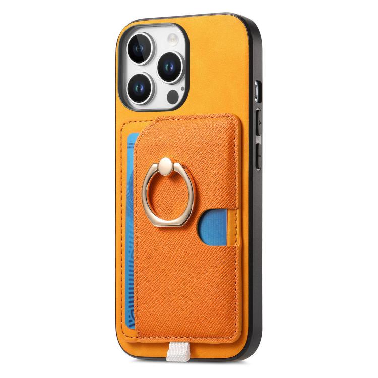 Retro Cross Leather Ring Side Insert Card Bag MagSafe Phone Case