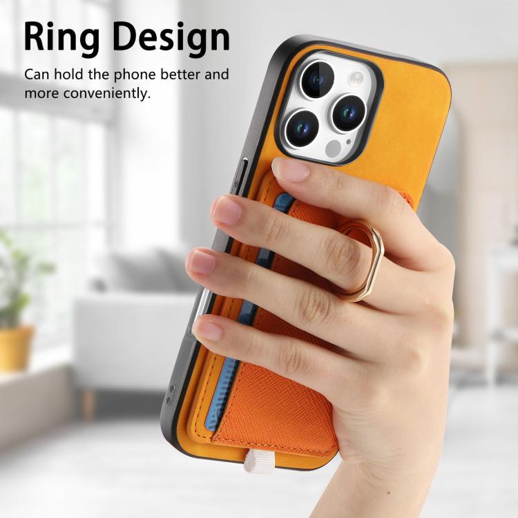 Retro Cross Leather Ring Side Insert Card Bag MagSafe Phone Case