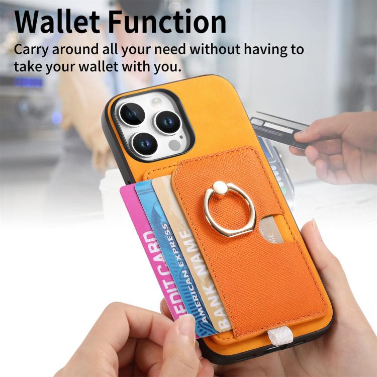 Retro Cross Leather Ring Side Insert Card Bag MagSafe Phone Case