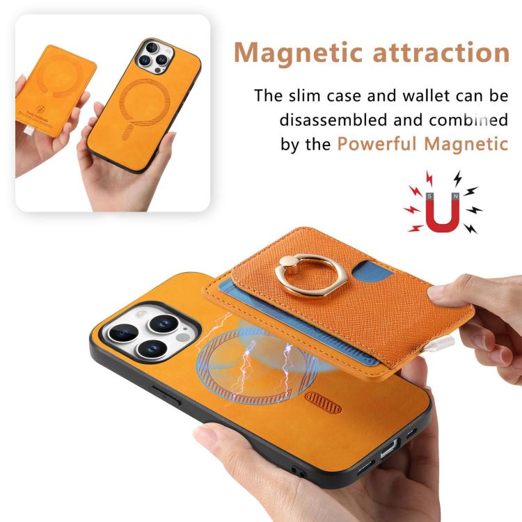 Retro Cross Leather Ring Side Insert Card Bag MagSafe Phone Case