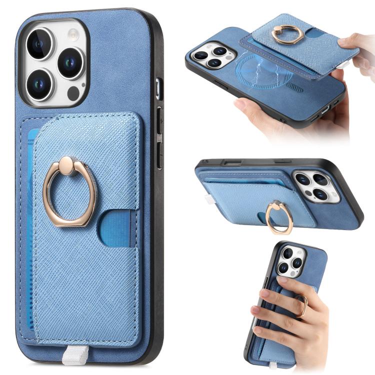 Retro Cross Leather Ring Side Insert Card Bag MagSafe Phone Case
