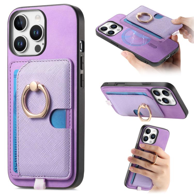 Retro Cross Leather Ring Side Insert Card Bag MagSafe Phone Case
