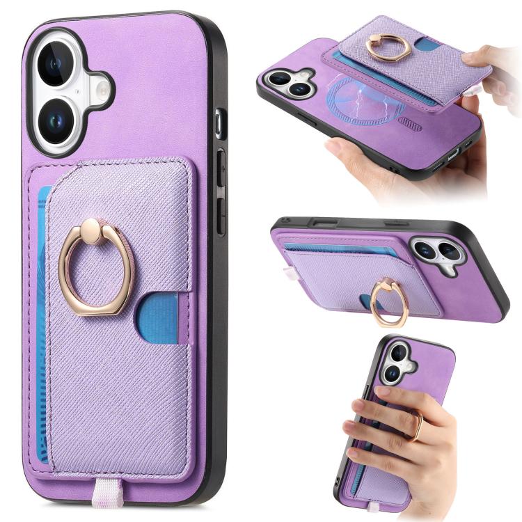 Retro Cross Leather Ring Side Insert Card Bag MagSafe Phone Case