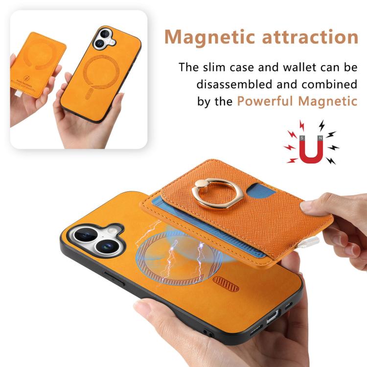 Retro Cross Leather Ring Side Insert Card Bag MagSafe Phone Case