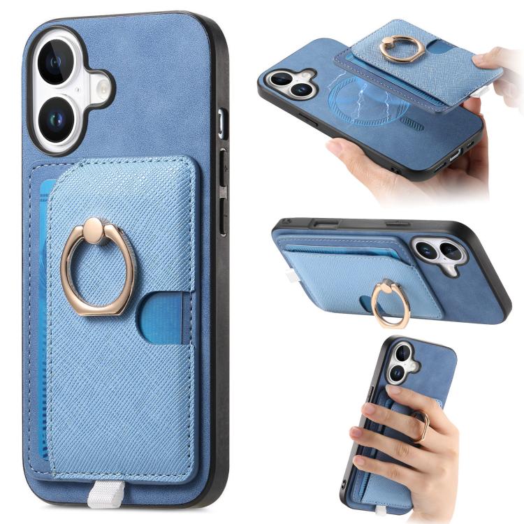 Retro Cross Leather Ring Side Insert Card Bag MagSafe Phone Case