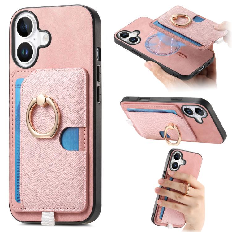 Retro Cross Leather Ring Side Insert Card Bag MagSafe Phone Case