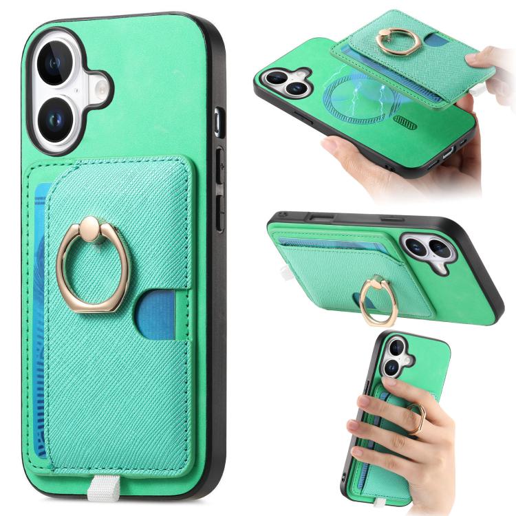Retro Cross Leather Ring Side Insert Card Bag MagSafe Phone Case