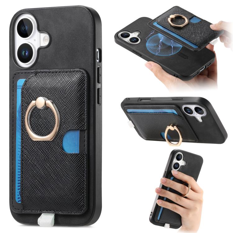 Retro Cross Leather Ring Side Insert Card Bag MagSafe Phone Case