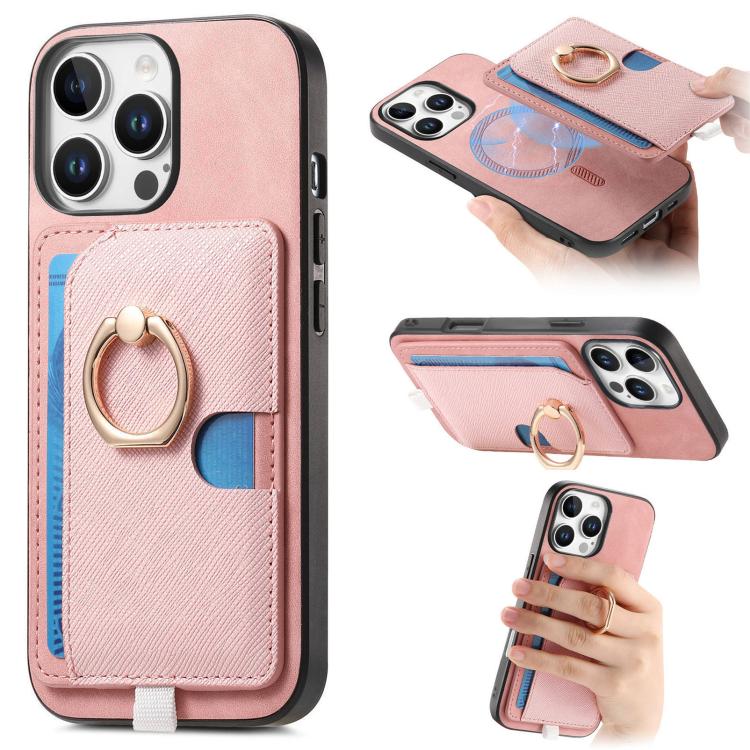 Retro Cross Leather Ring Side Insert Card Bag MagSafe Phone Case
