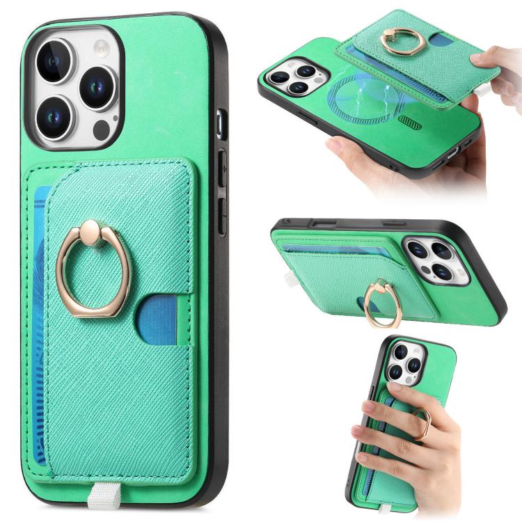 Retro Cross Leather Ring Side Insert Card Bag MagSafe Phone Case