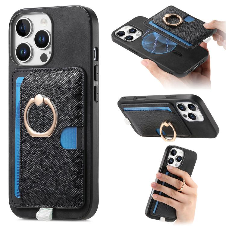 Retro Cross Leather Ring Side Insert Card Bag MagSafe Phone Case