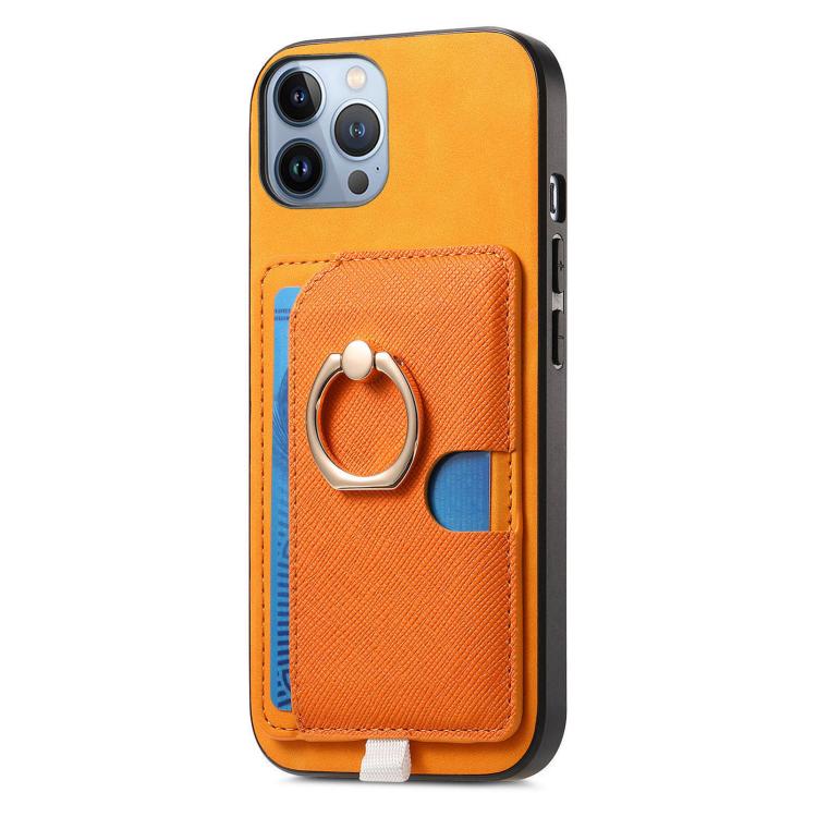 Retro Cross Leather Ring Side Insert Card Bag MagSafe Phone Case