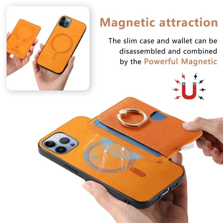 Retro Cross Leather Ring Side Insert Card Bag MagSafe Phone Case