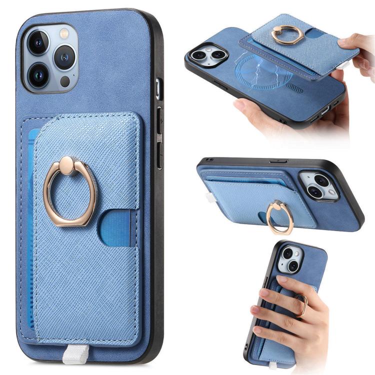 Retro Cross Leather Ring Side Insert Card Bag MagSafe Phone Case