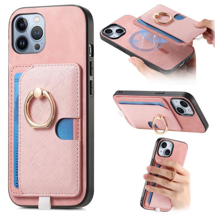 Retro Cross Leather Ring Side Insert Card Bag MagSafe Phone Case