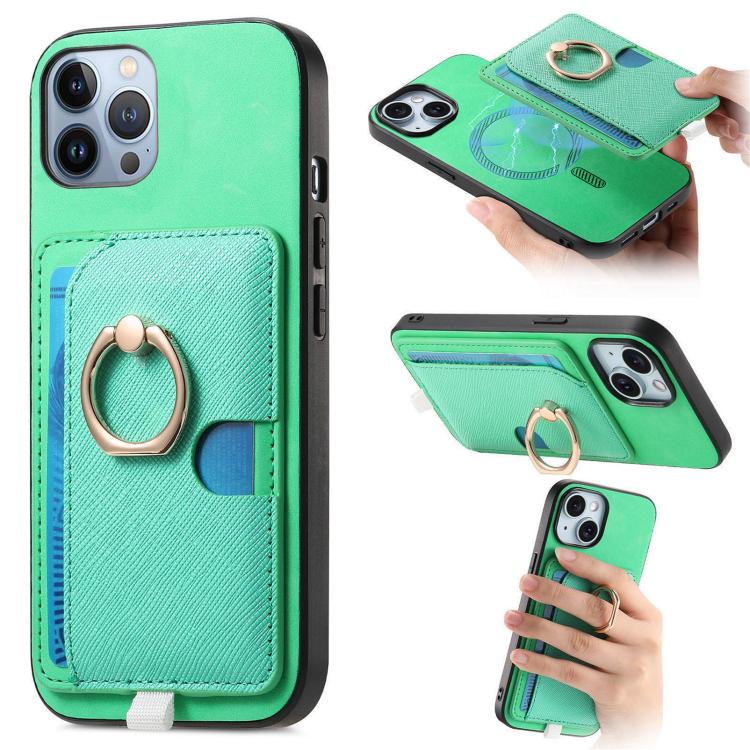 Retro Cross Leather Ring Side Insert Card Bag MagSafe Phone Case