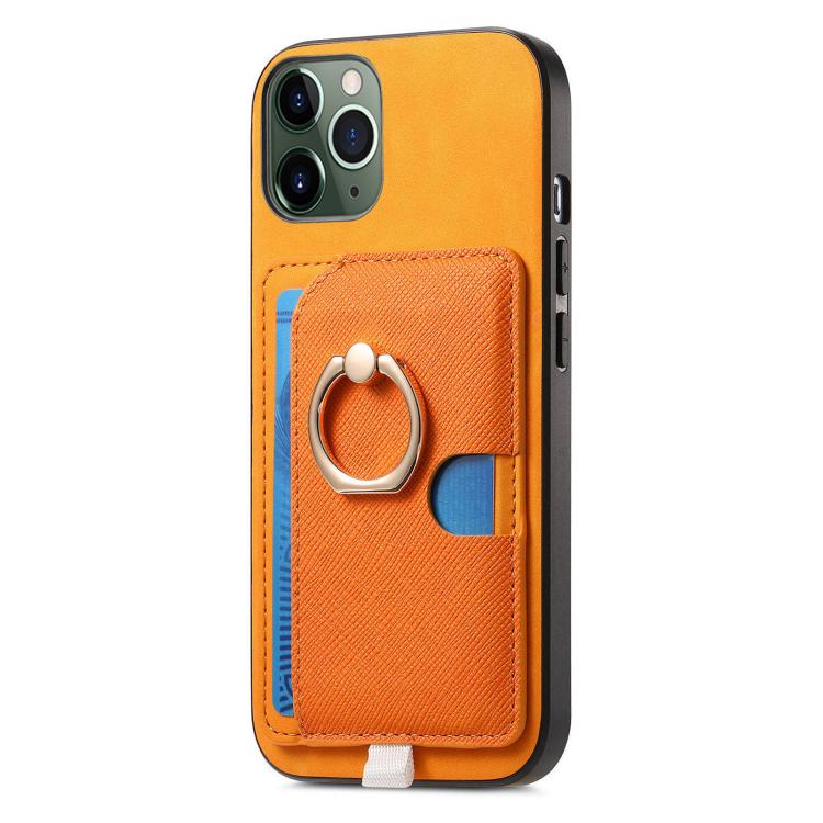 Retro Cross Leather Ring Side Insert Card Bag MagSafe Phone Case