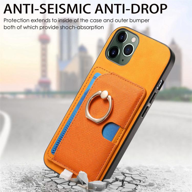 Retro Cross Leather Ring Side Insert Card Bag MagSafe Phone Case