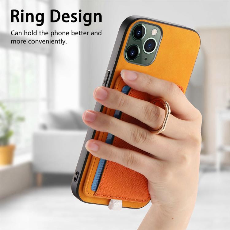 Retro Cross Leather Ring Side Insert Card Bag MagSafe Phone Case