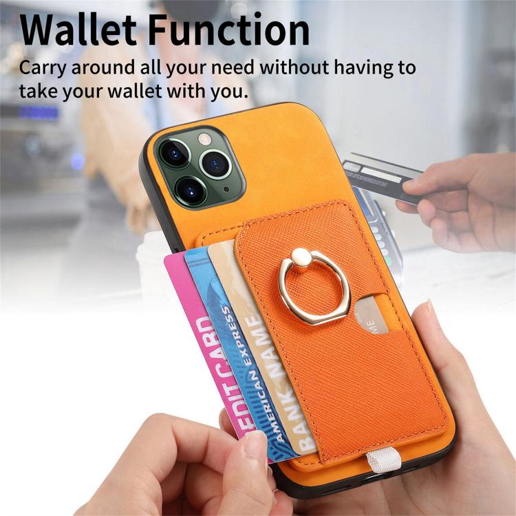 Retro Cross Leather Ring Side Insert Card Bag MagSafe Phone Case