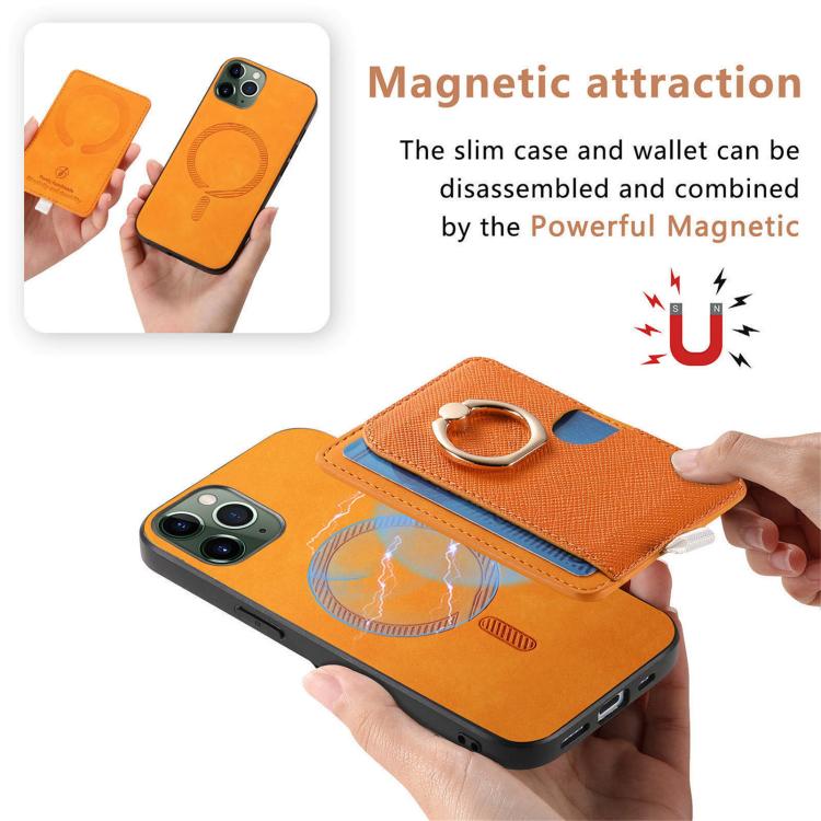 Retro Cross Leather Ring Side Insert Card Bag MagSafe Phone Case