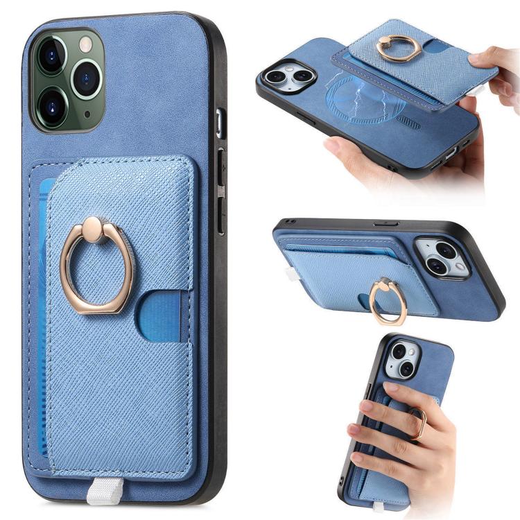 Retro Cross Leather Ring Side Insert Card Bag MagSafe Phone Case