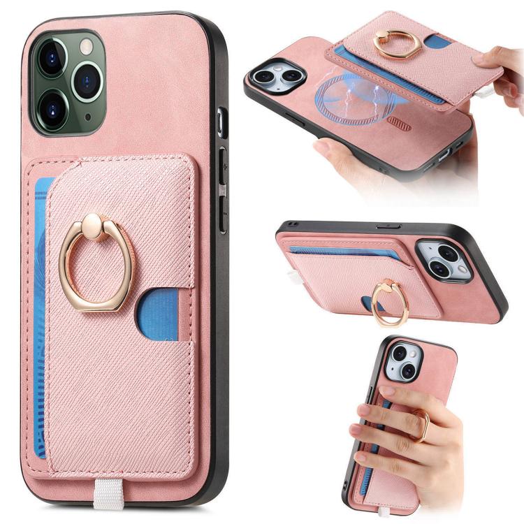 Retro Cross Leather Ring Side Insert Card Bag MagSafe Phone Case