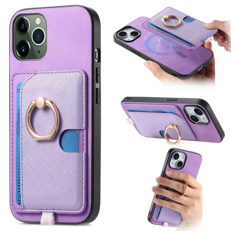 Retro Cross Leather Ring Side Insert Card Bag MagSafe Phone Case