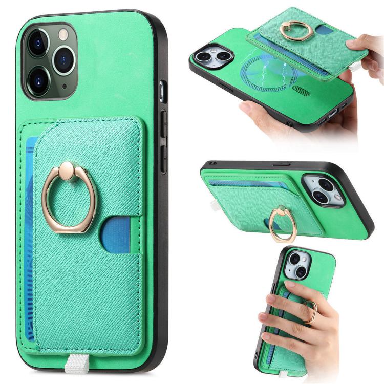 Retro Cross Leather Ring Side Insert Card Bag MagSafe Phone Case