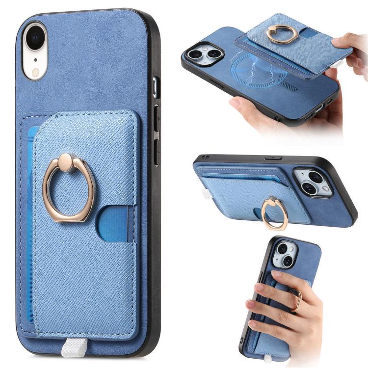 Retro Cross Leather Ring Side Insert Card Bag MagSafe Phone Case