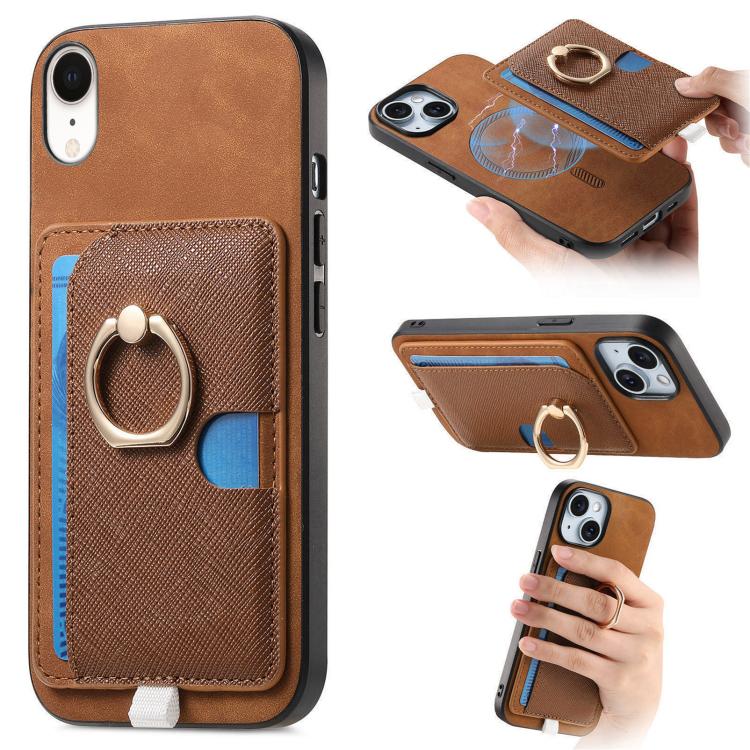 Retro Cross Leather Ring Side Insert Card Bag MagSafe Phone Case